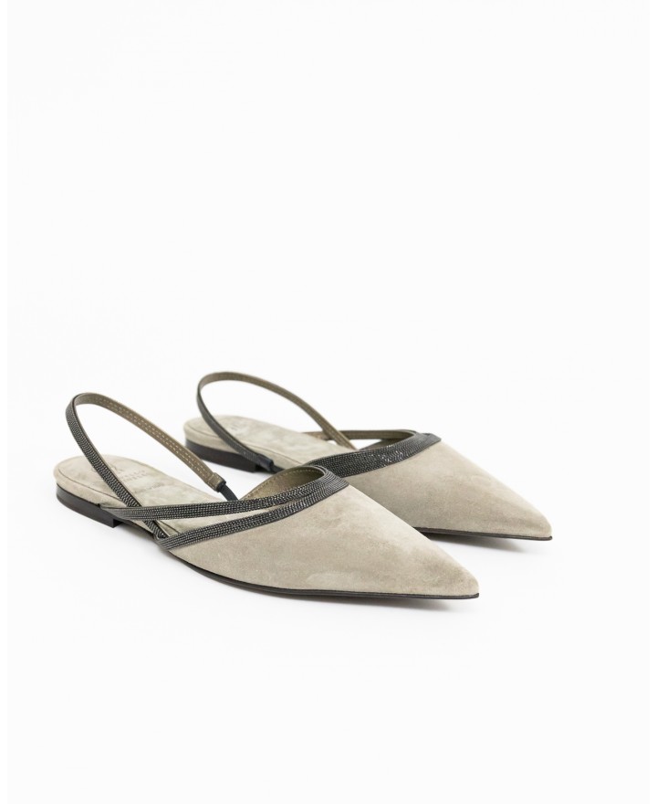 Brunello Cucinelli - Mud Women's Flats with a jewel MZSFC2402 C5859 P23