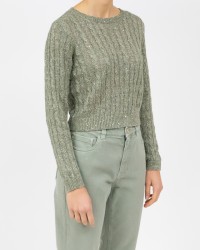 Brunello Cucinelli - Green Braided Diamante Linen Sweater