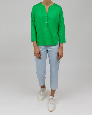 Majestic - T-Shirt Serafino Donna Apple Green E23M011-FTU049 607 P23