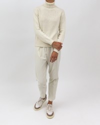 Aragona - Women's White Cashmere Turtleneck Sweater D2857TF 110