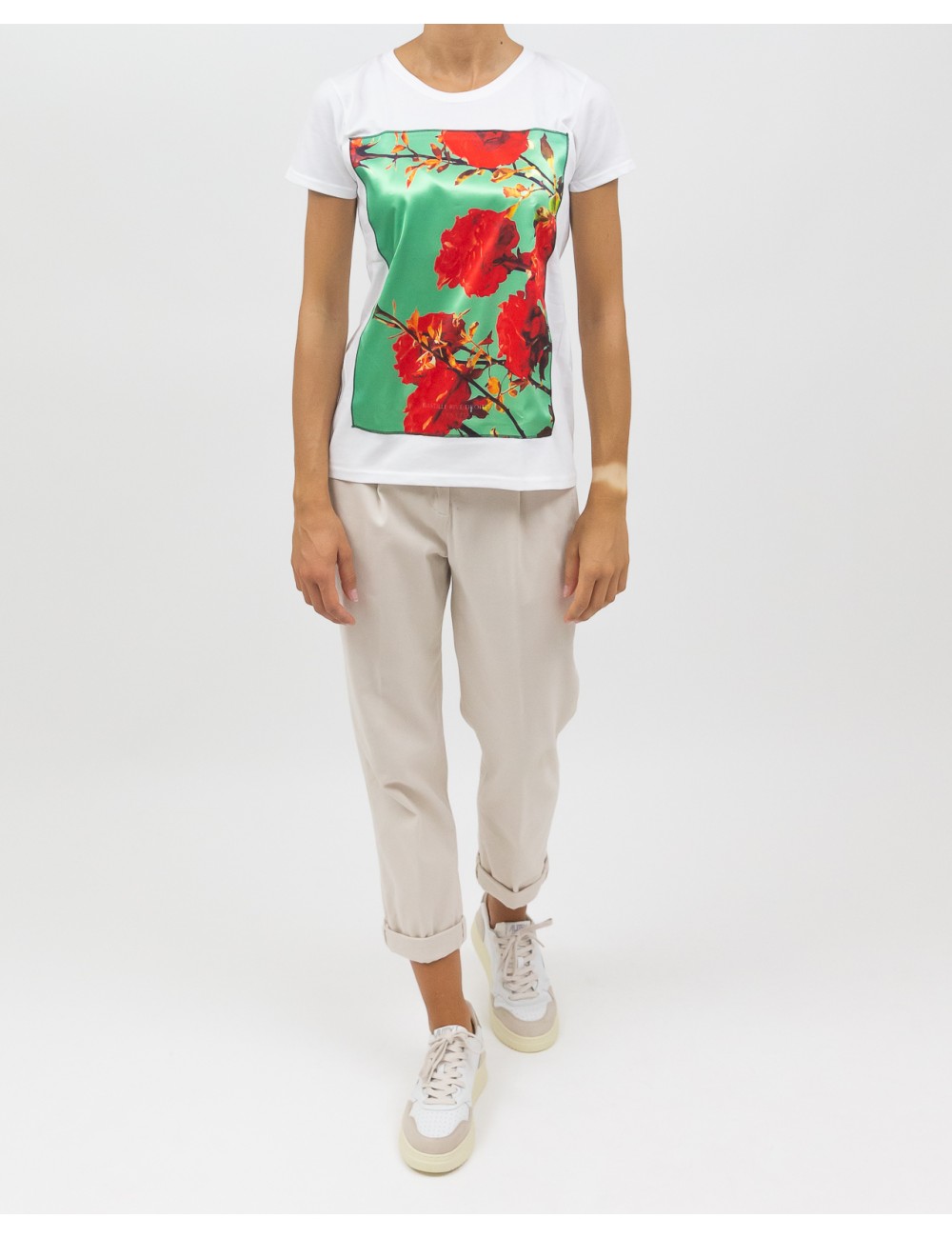 Bastille - T-Shirt Stampa "Roses" Bianca Donna ROSES WHITE