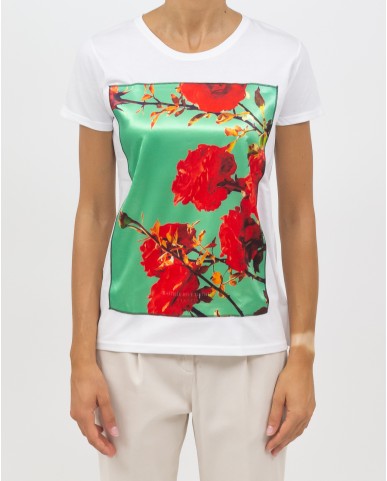 Bastille - T-Shirt Stampa "Roses" Bianca Donna ROSES WHITE