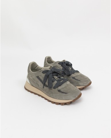 Brunello Cucinelli - Sneakers Donna in nabuk e monile MZSFG2530 C7661