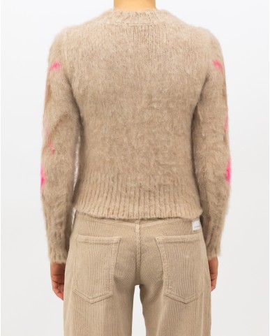 Roberto Collina - Beige Alpaca V-neck Sweater P46002 04 WALNUT/ROSE