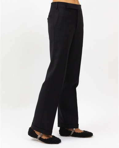 Lardini - Women's A4PATRICK DB4022 900 Black Wool Trousers