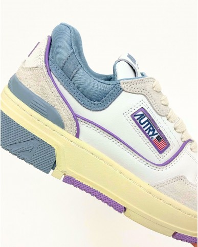 Autry - Shoe CLC Leather White/Avio/Lavender Woman ROLW MM25 P24
