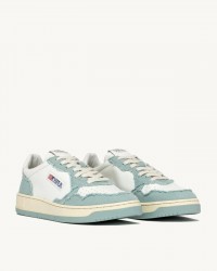 Autry - Scarpa Medalist Pelle Bicolor Canvas Bianca/Blu Surf Donna AULW CB12 P24