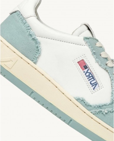 Autry - Shoe Medalist Bicolor Leather Canvas White/Blue Surf Woman AULW CB12 P24