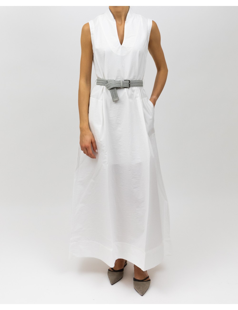 Brunello Cucinelli - Women's White Cotton Long Dress M0F79AEG63 C600