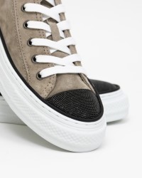 Brunello Cucinelli - Scarpe Sneakers in Camoscio Nocciola Donna MZSFG2645 C8767