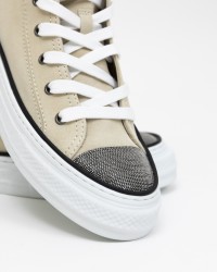 Brunello Cucinelli - Ivory Suede Women's High Sneakers Shoes MZSFG2617 CQF25