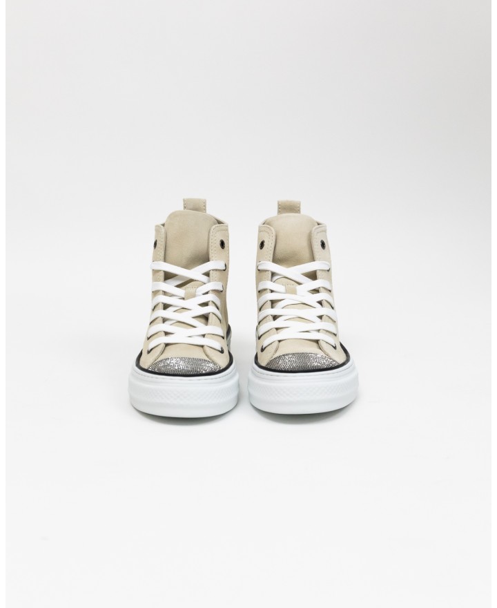 Brunello Cucinelli - Ivory Suede Women's High Sneakers Shoes MZSFG2617 CQF25