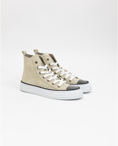 Brunello Cucinelli - Ivory Suede Women's High Sneakers Shoes MZSFG2617 CQF25