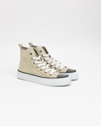 Brunello Cucinelli - Ivory Suede Women's High Sneakers Shoes MZSFG2617 CQF25