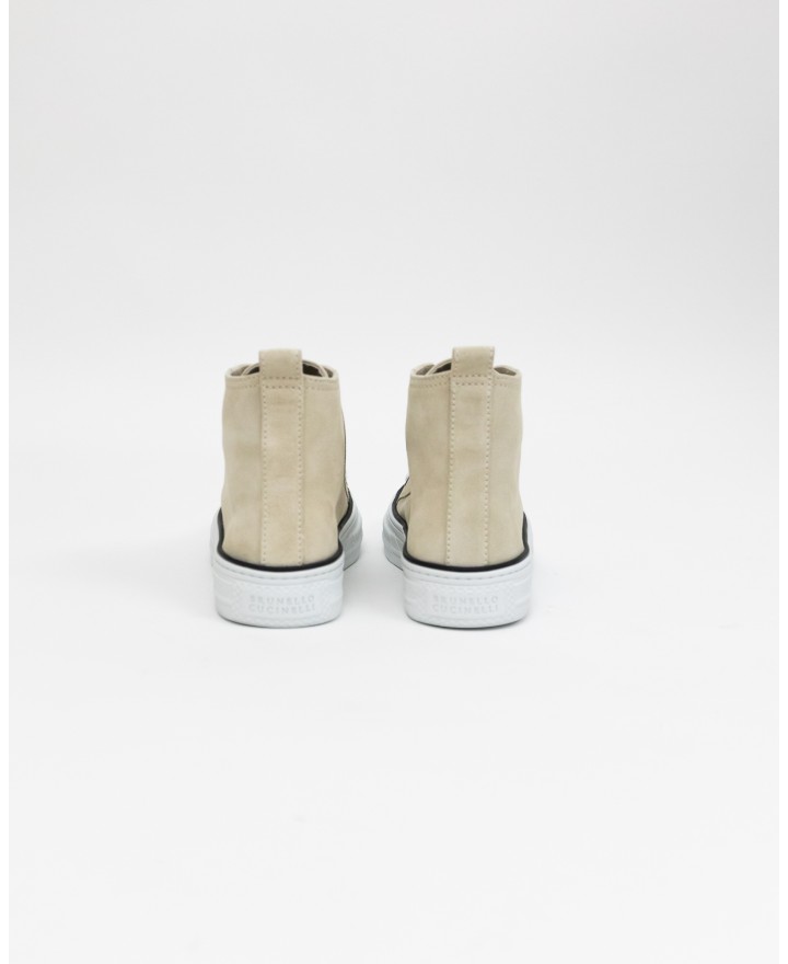 Brunello Cucinelli - Ivory Suede Women's High Sneakers Shoes MZSFG2617 CQF25