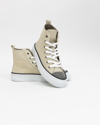 Brunello Cucinelli - Ivory Suede Women's High Sneakers Shoes MZSFG2617 CQF25