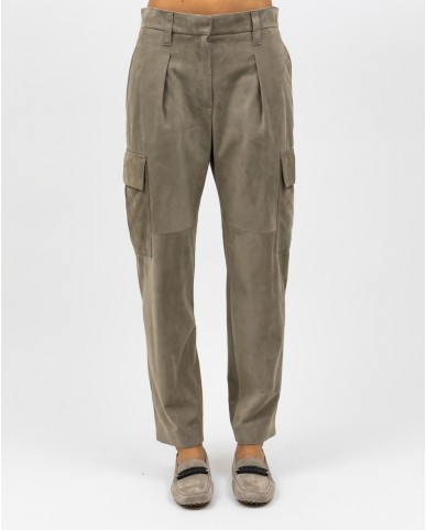 Brunello Cucinelli - Pantalone in Camoscio Taupe Donna M0PCLP8589 C8960 P24