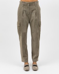Brunello Cucinelli - Pantalone in Camoscio Taupe Donna M0PCLP8589 C8960 P24