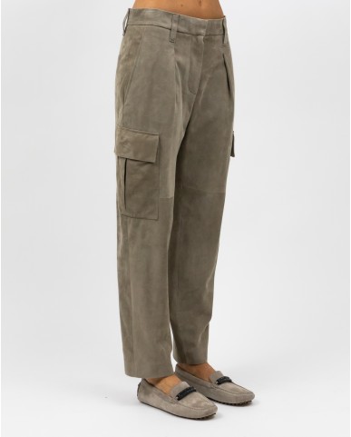 Brunello Cucinelli - Pantalone in Camoscio Taupe Donna M0PCLP8589 C8960 P24