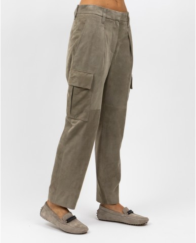 Brunello Cucinelli - Pantalone in Camoscio Taupe Donna M0PCLP8589 C8960 P24