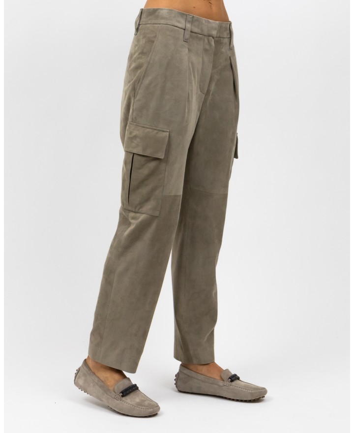 Brunello Cucinelli - Pantalone in Camoscio Taupe Donna M0PCLP8589 C8960 P24