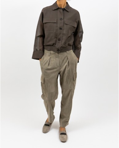 Brunello Cucinelli - Pantalone in Camoscio Taupe Donna M0PCLP8589 C8960 P24