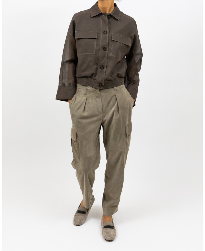 Brunello Cucinelli - Pantalone in Camoscio Taupe Donna M0PCLP8589 C8960 P24