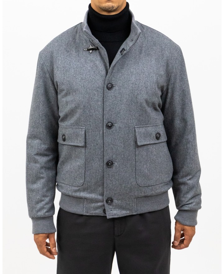 Fay - Giubbotto Bomber Lana Grigio Uomo NAM11490690WGZB605 I24