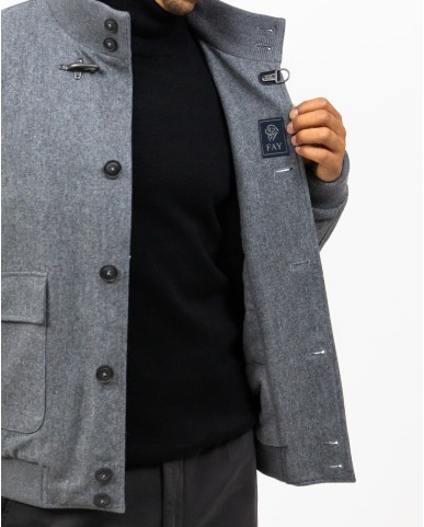 Fay - Giubbotto Bomber Lana Grigio Uomo NAM11490690WGZB605 I24