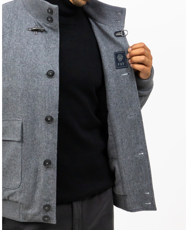 Fay - Giubbotto Bomber Lana Grigio Uomo NAM11490690WGZB605 I24