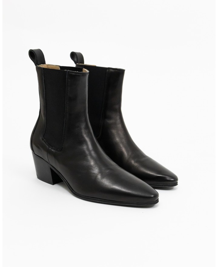 Copenhagen - Women's Black Shiny Leather Low Texan Boots CPH252 LEA BLK I24