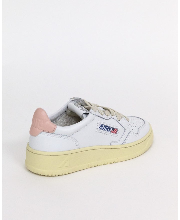 Autry - Scarpa Medalist Pelle Bianca/Rosa Cipria Donna AULW LL16 CON