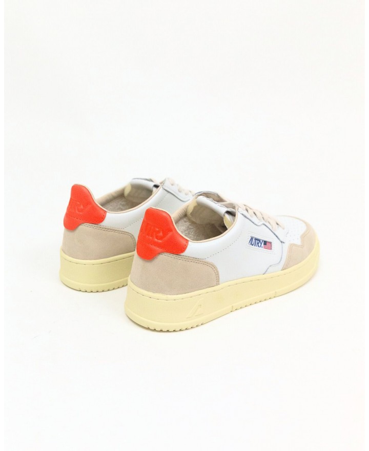 Autry - Medalist Leather/Suede White/Orange Women's Shoe AULW LS45 CON