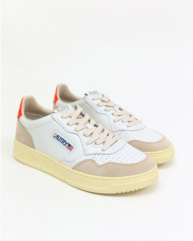 Autry - Scarpa Medalist Pelle/Suede Bianca/Arancio Donna AULW LS45 CON