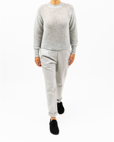 Peserico - Pearl Grey Women's Knitted Crew Neck Sweater A99552F07 09240 976 I24