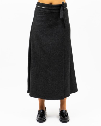 Peserico - Women's Charcoal Grey Long Wallet Skirt P05006A 03204 973 I24