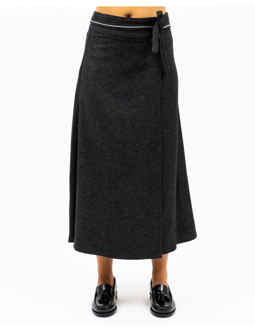 Peserico - Women's Charcoal Grey Long Wallet Skirt P05006A 03204 973 I24