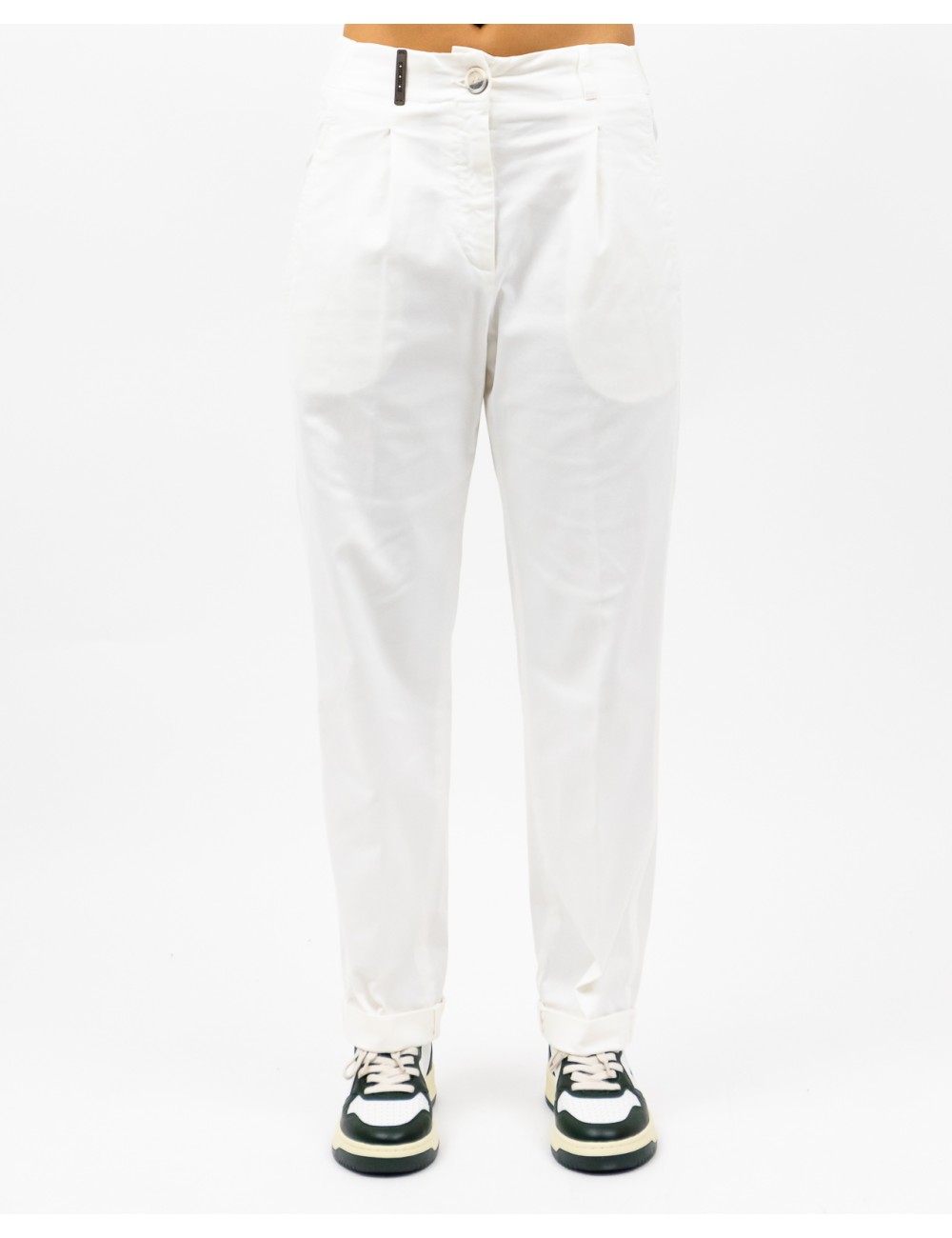 Peserico - Pantalone Chino Pence Bianco Donna A04987T3 08500 803 I24