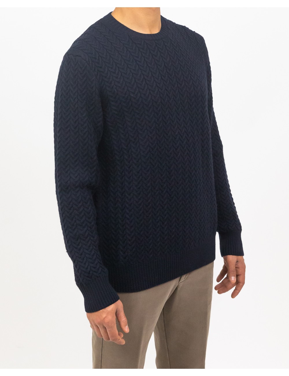 Zanone - Girocollo Treccia Lana Rasata Blu Uomo 810104 ZN228 Z1375 I24