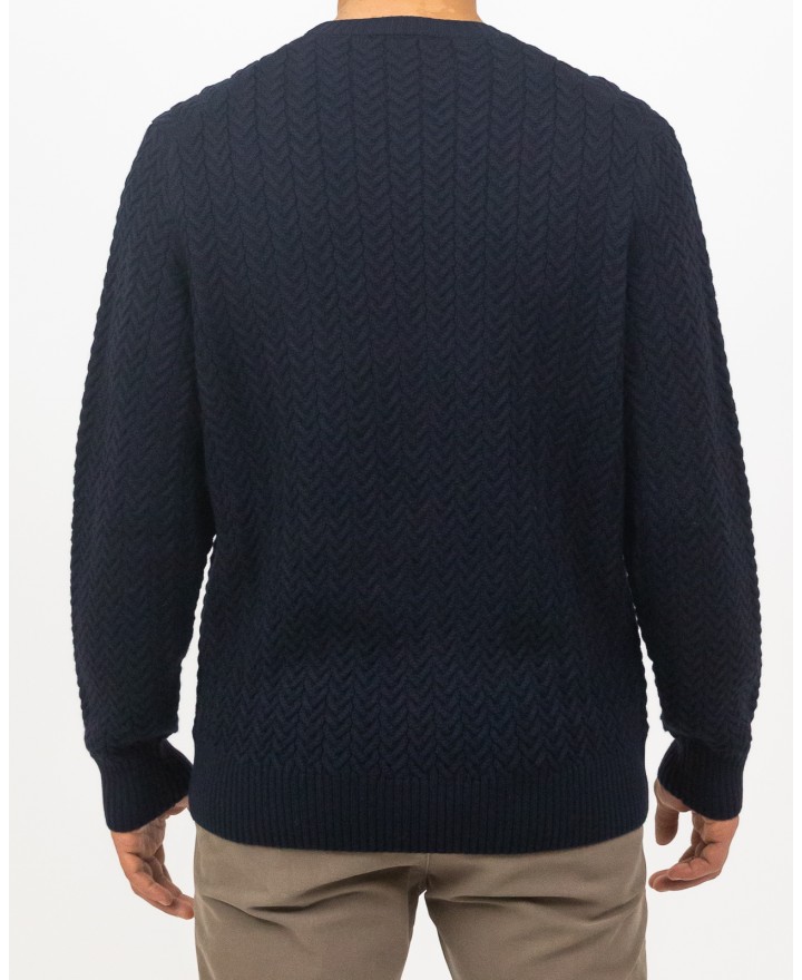 Zanone - Girocollo Treccia Lana Rasata Blu Uomo 810104 ZN228 Z1375 I24