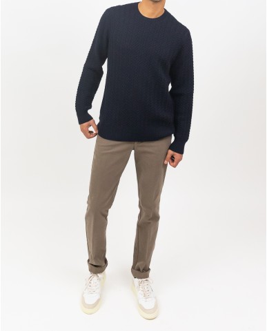 Zanone - Girocollo Treccia Lana Rasata Blu Uomo 810104 ZN228 Z1375 I24