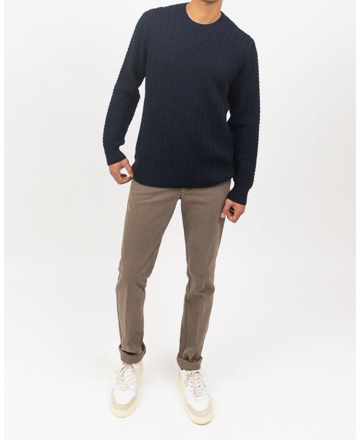 Zanone - Girocollo Treccia Lana Rasata Blu Uomo 810104 ZN228 Z1375 I24