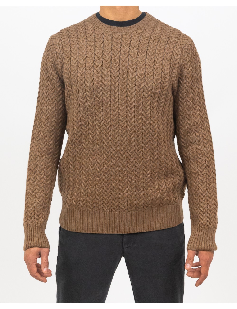 Zanone - Girocollo Treccia Lana Rasata Noce Uomo 810104 ZN228 Z3559 I24