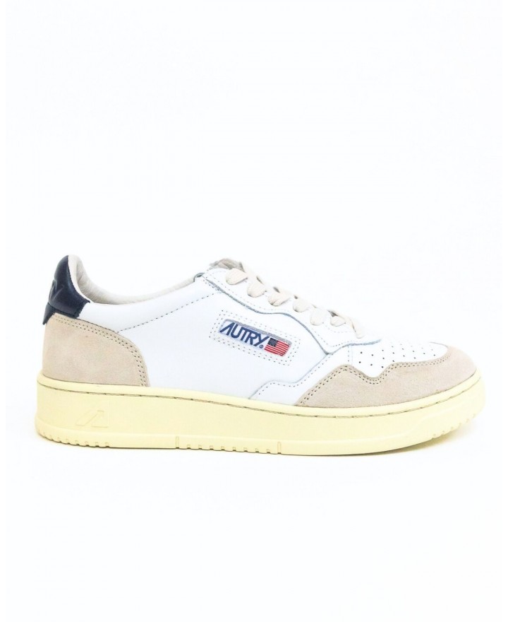 Autry - Scarpa Medalist Pelle/Suede Bianca/Blu Uomo AULM LS28 CON