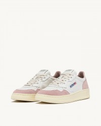 Autry - Scarpa Medalist Pelle Morbida/Suede Bianca/Rosa Donna AULW GS36 CON