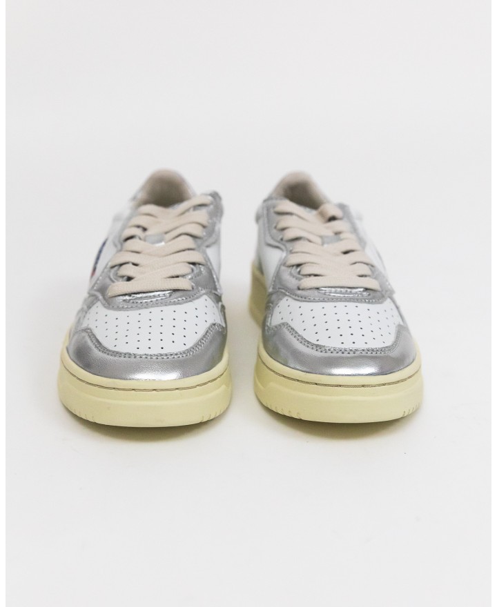 Autry - Women's Medalist Leather Bicolor Laminated Silver Shoe AULW WB18 CON
