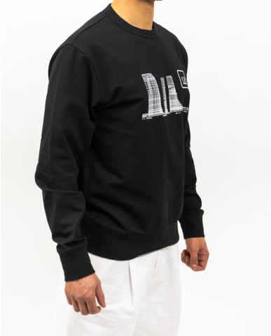 CP Company Metropolis - Men's Black Crew Neck Sweatshirt LSS051A00 6452W 999 P25