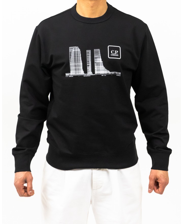 CP Company Metropolis - Men's Black Crew Neck Sweatshirt LSS051A00 6452W 999 P25