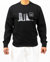 CP Company Metropolis - Men's Black Crew Neck Sweatshirt LSS051A00 6452W 999 P25