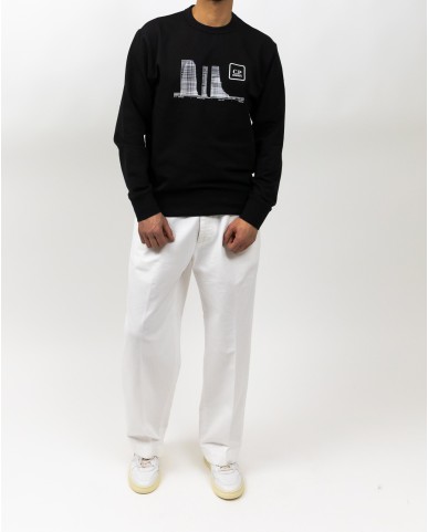 CP Company Metropolis - Men's Black Crew Neck Sweatshirt LSS051A00 6452W 999 P25